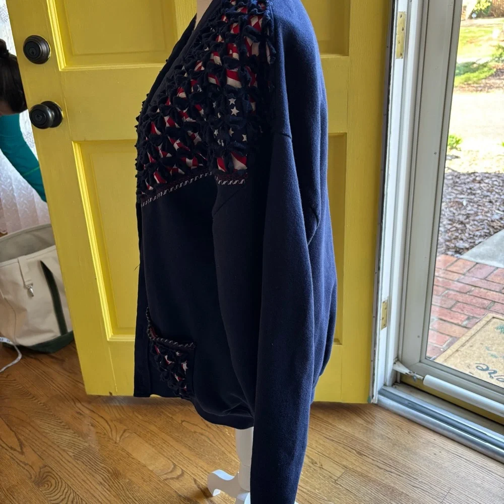 Jerzees women’s‎ one size fits most Navy red American cardigan vintage